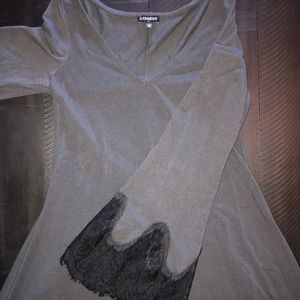 🛍 Express Long Sleeve T-Shirt Dress with Lace 🛍